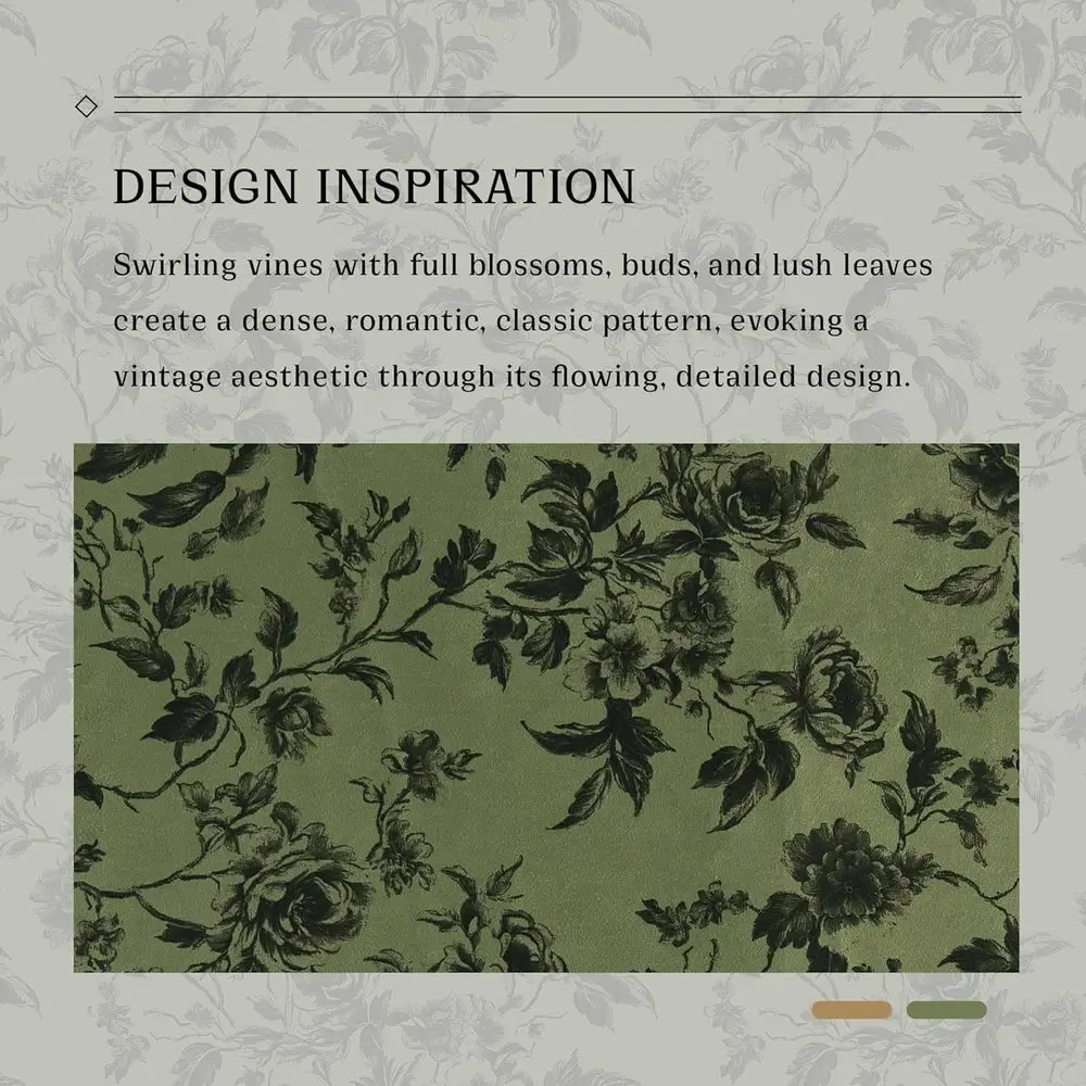 빈티지 플로럴 84 열 차단 올리브 그린 벨벳 커튼, 가정용, 50x84, 2패널 세트