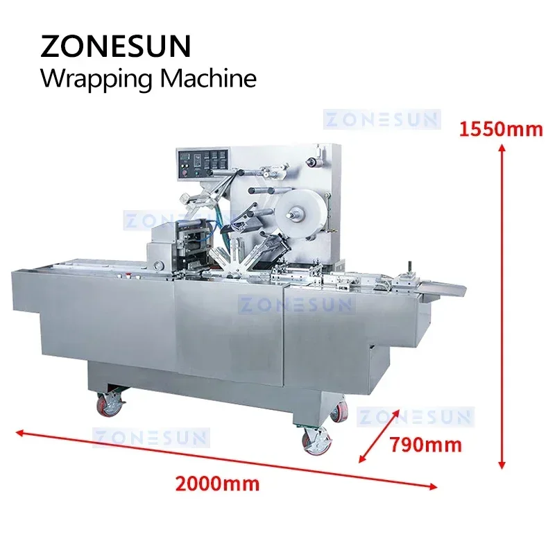 ZONESUN BOPP Wrapping and Sealing Automatic Horizontal Flow Packaging Machine for Boxed Products Cartons ZS-BT250