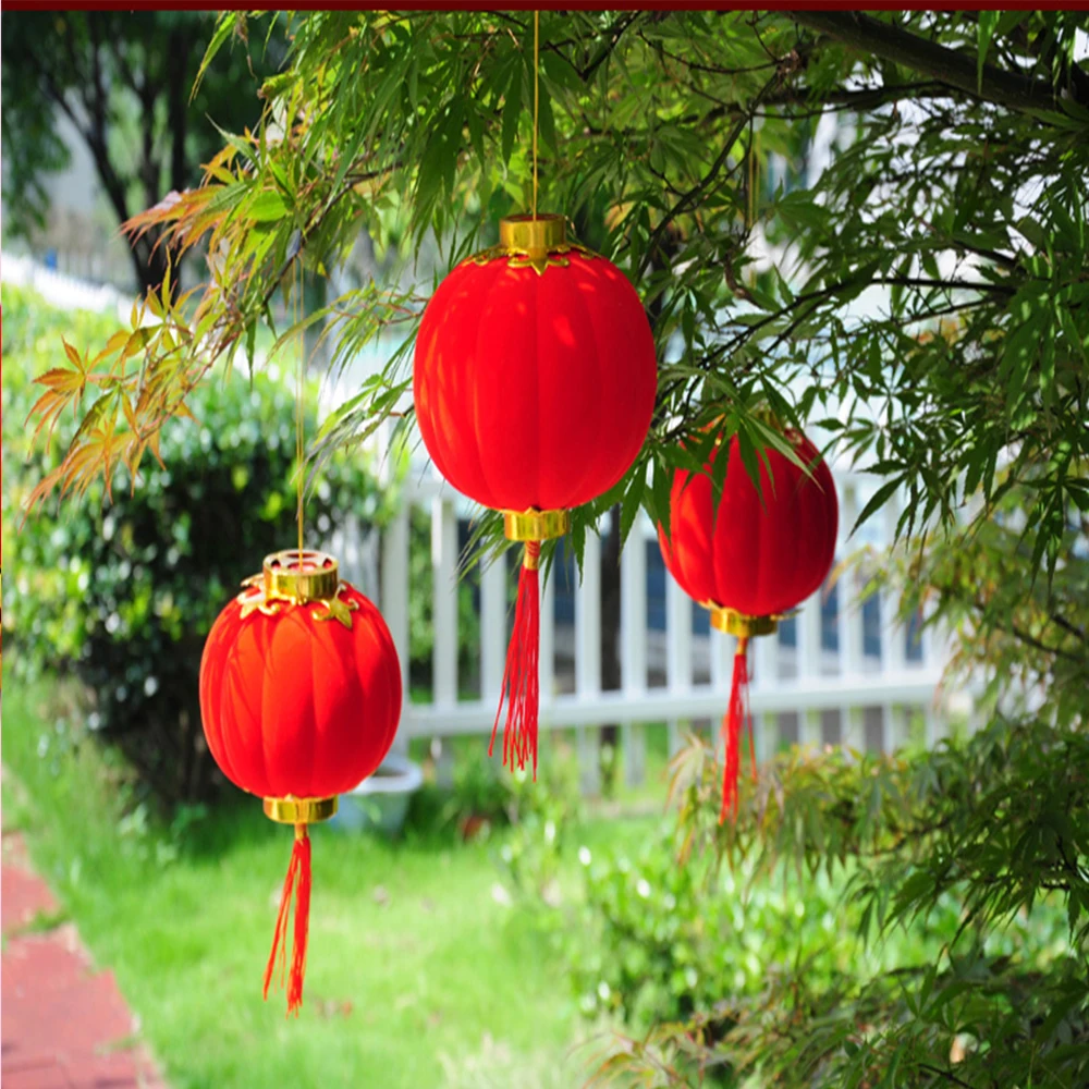 2 Pcs/Pack Small Red Traditional Chinese Lanterns, Mini Layout Lantern for Festival/ Wedding/ Party Hotel Festival Decorations