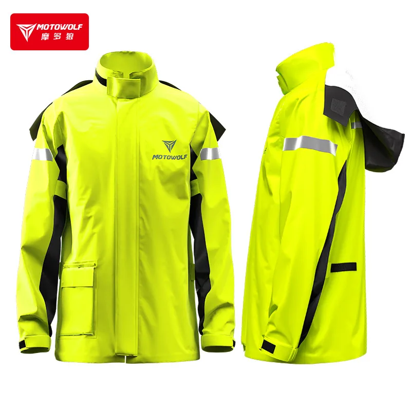 Motorcycle Rainsuit Split Raincoat Reflective Thin Windproof Waterproof Jacket Pants Cycling Motorbike Riding Cap Hat Pocket