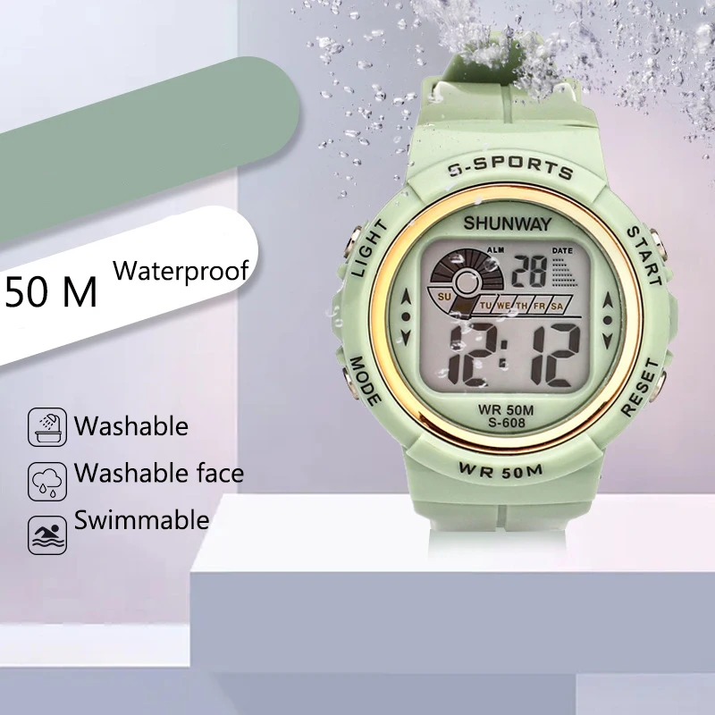 Kids Children's Electronic Watch Student Girl Boy Outdoor 5Bar Waterproof Sports Alarm Clock Women Multifunctional Watches