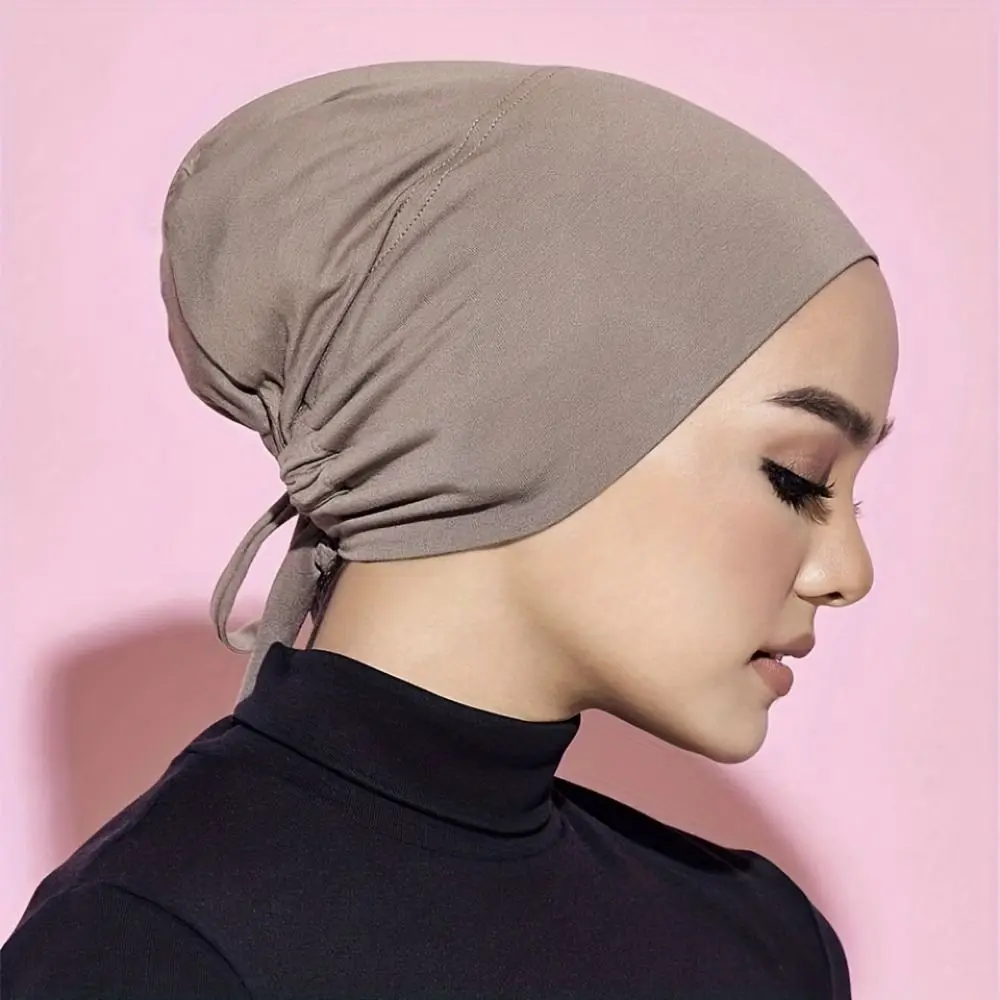 

Beanies Cap Adjustable Headscarf Hat Solid Color Breathable Islamic Turban Underscarf Soft Modal Hijab Caps Muslim Women