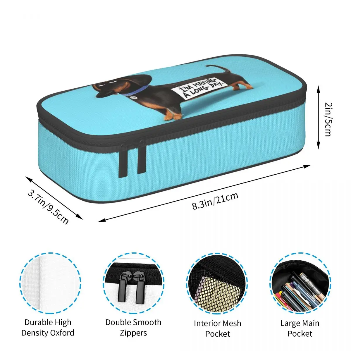 Imagem -02 - Estojo de Grande Capacidade para Meninos e Meninas Dachshund Dog Funny Pupy Pen Bags Pen Box Pencil Pouch para Estudantes Papelaria Escola