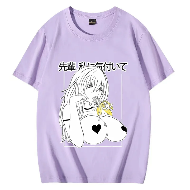 Summer 100% Cotton New Men Women \' s Anime T Shirt  Ahegao cosplay Manga streetwear Unisex Tee Oversized short sleeve clothes