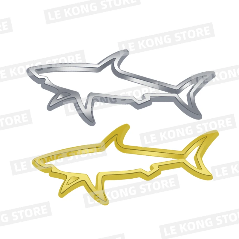 Hollow Fish Shark Badge Car Head Trunk Body Sticker Decal Emblem Accessories For Skoda Opel Jaguar Toyota Jeep Metal Car Styling