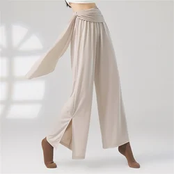 Women Loose Modern Dance Pants Soft Yoga Classical Dancing Ballet Training Wide Leg Pant Yoga Clothes High Waist Drawstring