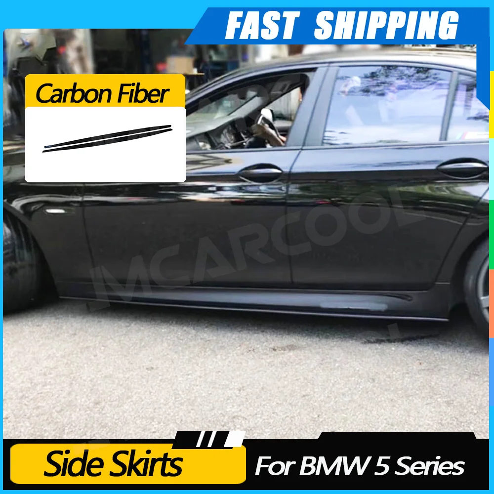 

JMCARCOOL For BMW 5 Series F10 M5 Sedan 2012 - 2017 Side Skirts Spoiler Carbon Fiber Side Bumper Lip Aprons Cover Protector