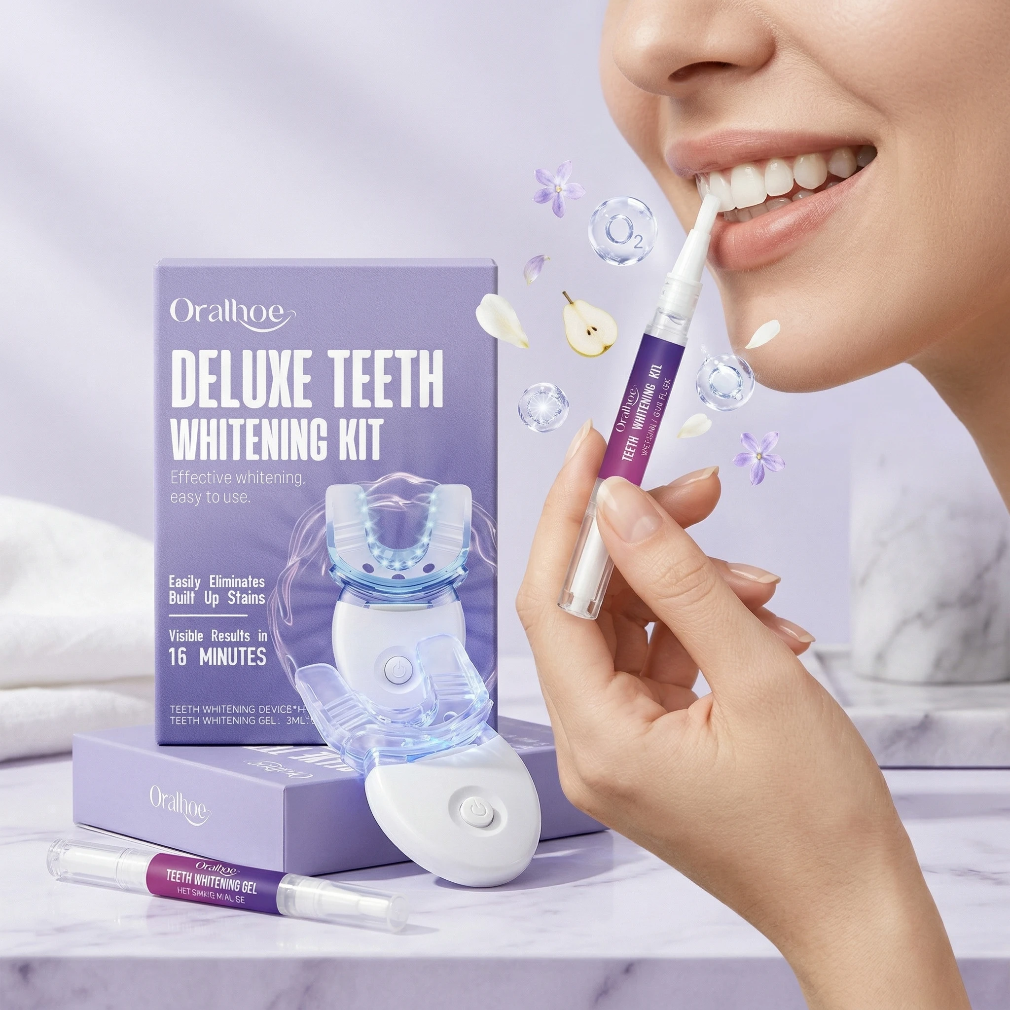 Oralhoe Teeth Care Set Oral Hygiene Remove Stains Dental Blue Light No Sensitivity For Travel Beauty Teeths Bleach Clean Gel Kit view 3