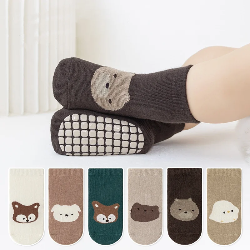 Autumn Winter Baby Girl Boy Socks Anti Slip Cotton Print Non-slip Toddler Socks for Girls Boys Cartoon Kids 0-5Years 2023 New