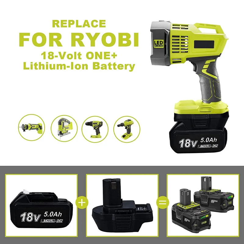 MT20RNL Adapter Convertor for Makita 18V Li-ion Battery Convert To RYOBI 18V ONE+ Li-ion Battery Replacement for Ryobi Tool Use