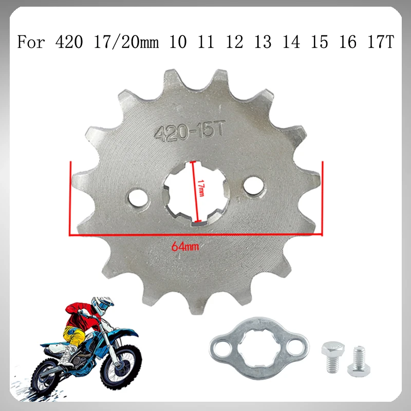 

Motorcycle 420 17mm 10 11 12 13 14 15 16 17T Front Engine Sprocket For Dirt Pit Monkey Dax Bike Go Kart ATV Quad Motocross