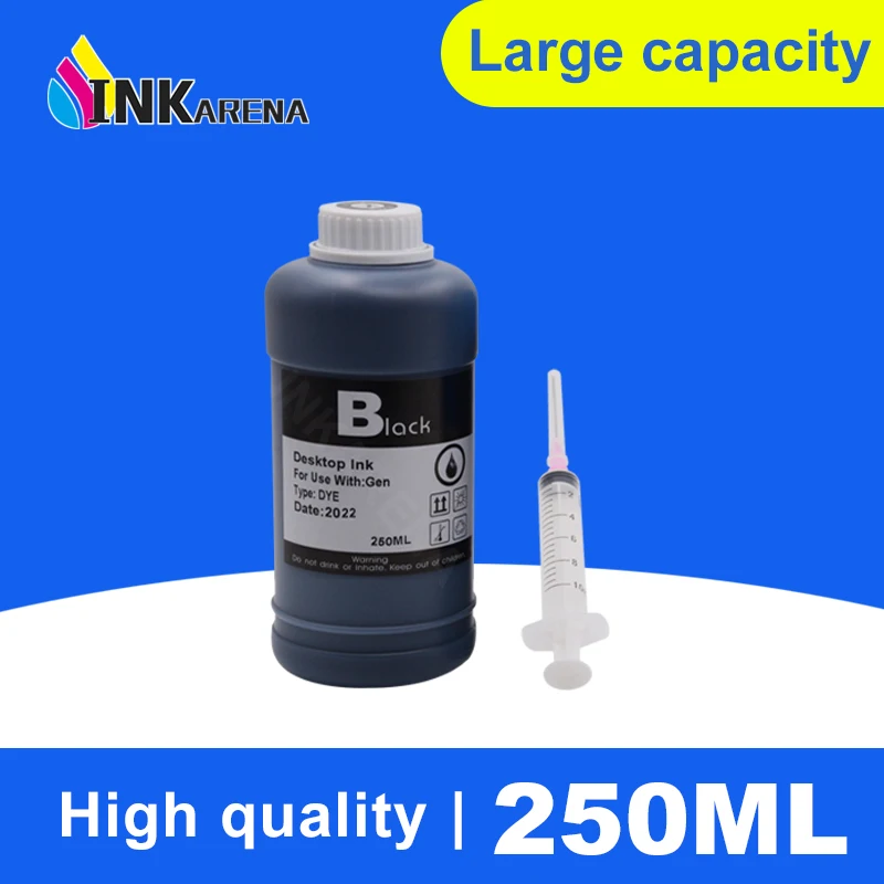 250ml/Bottle Black Universal Dye Ink For HP 21 22 XL 121 122 655 678 862 711 932 933 934 935 951 970 Printer CISS Dye Ink For HP