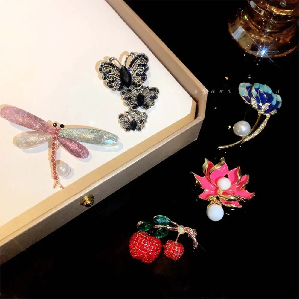 Temperament Oil Drip Flower Brooches Chinese Style Dragonfly Butterfly Banquet Clothes Pin for Womne Jewelry Accessories