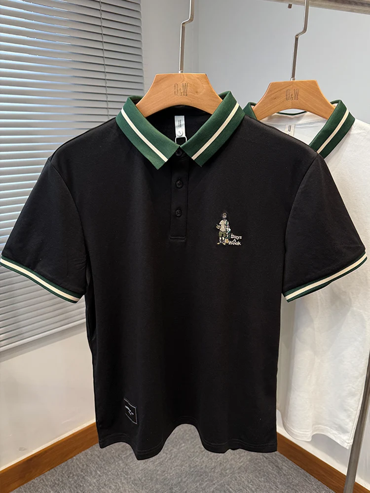 Hot-sale Fashion Trend Men's Polo Shirt Korean Style Slim-fit Design Short-sleeve Seamless T-shirt Summer New Top Men's Clothing