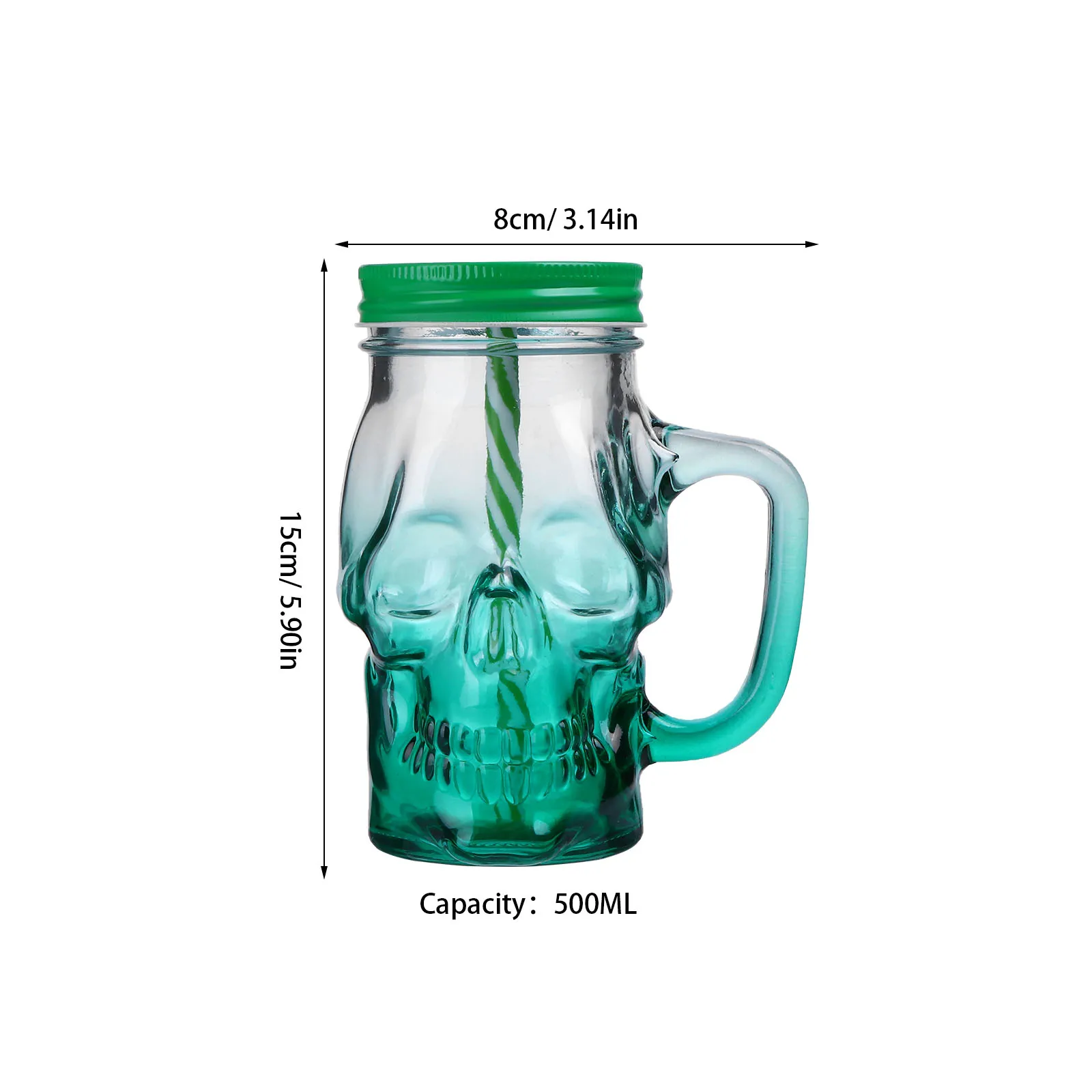 

2Pcs Halloween Skull Gradient Glass Cup 500ml Eye Catching Skull Head Shaped Perfect for Parties Bars Home Halloween Glass