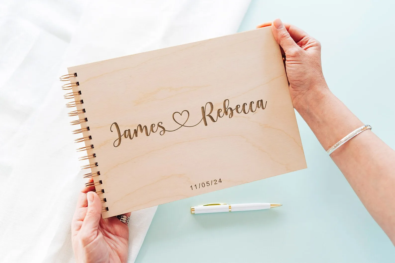 Personalized Wedding Guest book,Custom Love Heart with Names and Wedding Date Book, Rustic yet Contemporary guestbook