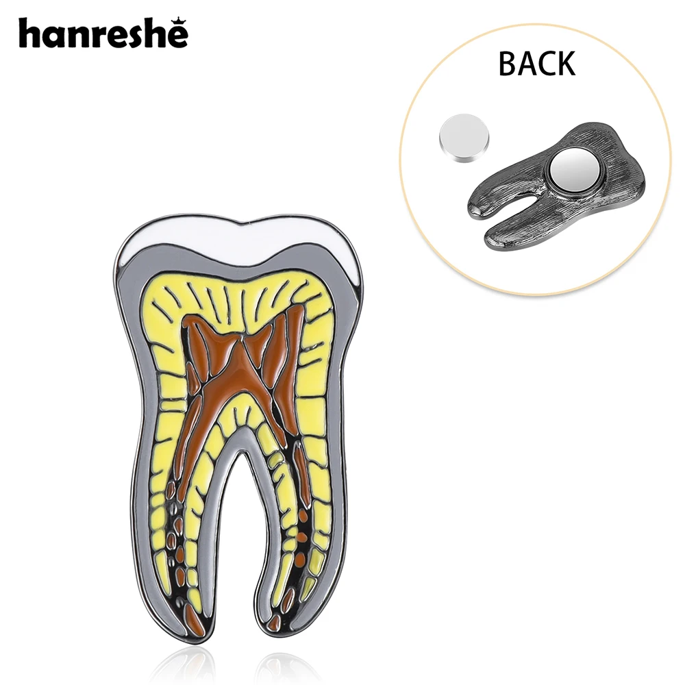 Hanreshe New Magnet Tooth Enamel Brooch No Punch Dental Tooth Pin Jewelry for Doctor Dentist Nurse Badge Gifts