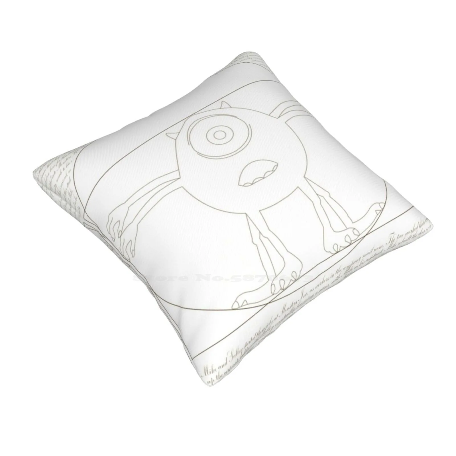 Vitruvian Wazowski Pillow Cover Hug Pillowcase Vitruvian Man Mike Wazowski James Sullivan Boo Monster Co Randal Oozma Leonardo