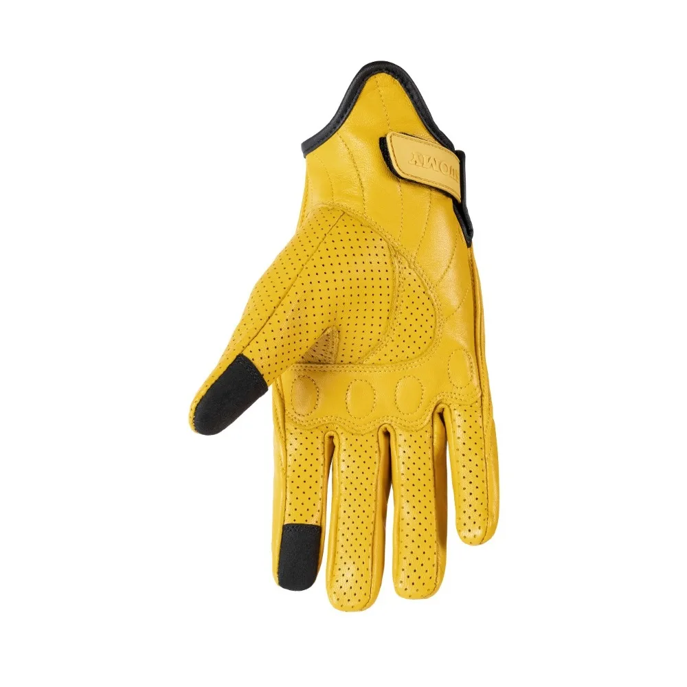 

Motorcycle Riding Genuine Leather Crash-Resistant Gloves Summer Touchscreen Sheepskin Vintage Biker Gear Breathable