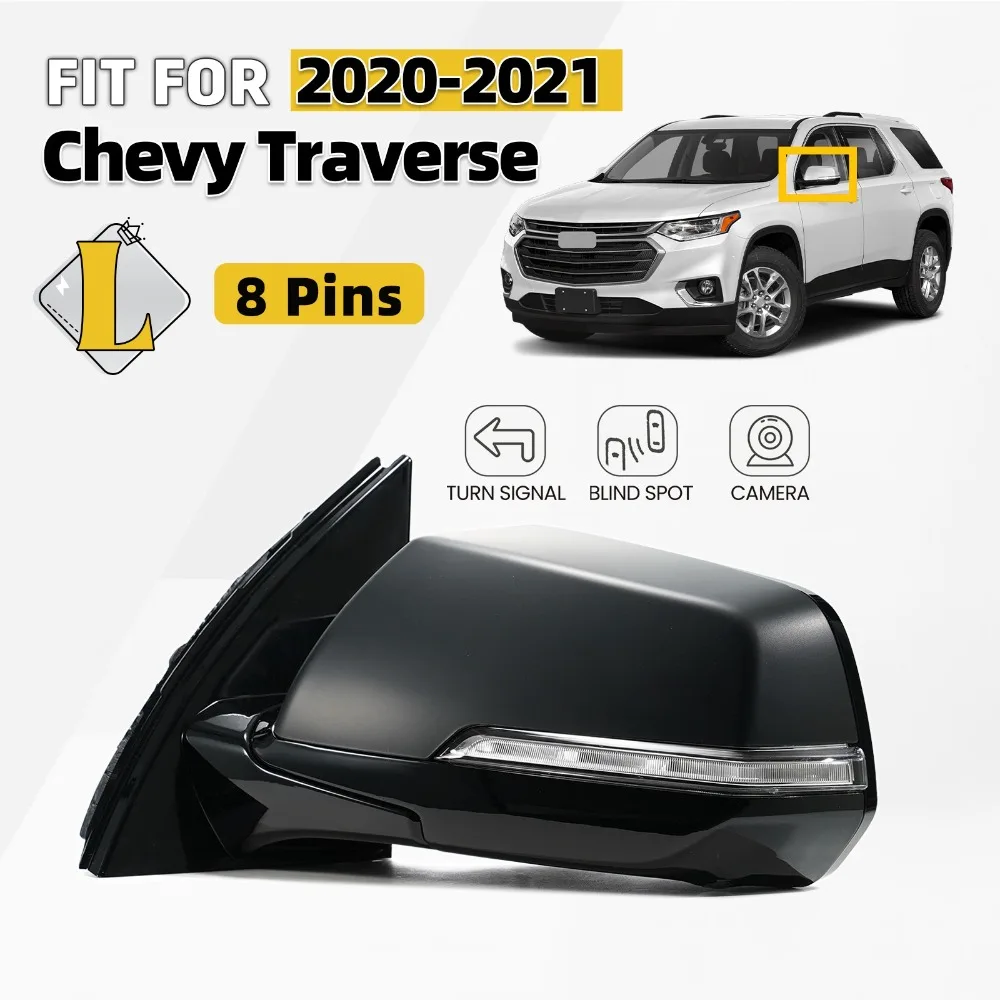 

For 2020-2021 Chevy Traverse Side Mirror W/Turn Signal & Camera & BSD Left 8 Pin