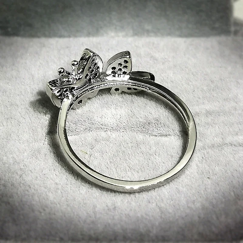 خواتم فاخرة من الكريستال الياقوت للنساء ، فضة إسترليني ، فراشة متألقة ، حفل زفاف ، الكوكتيل ، هدايا مجوهرات
