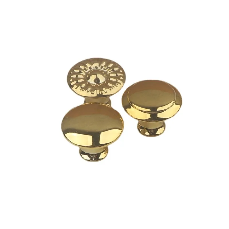 Modern Minimalist Bright Gold Small Handle Cabinet Drawer Gold Single Hole Handle Wardrobe Door Round Furniture Knob