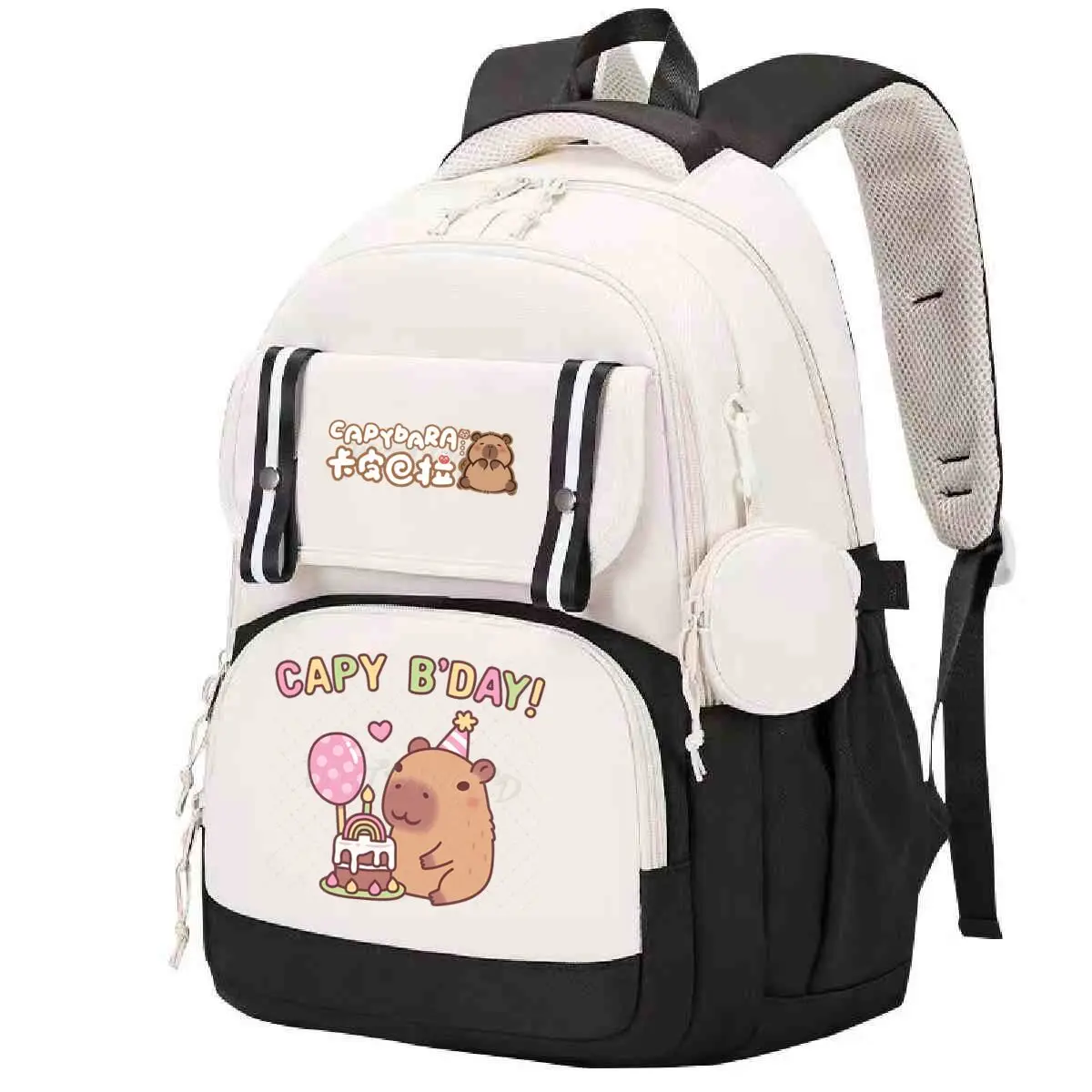 Bonito capivara impressão mochila escolar meninos meninas presente para o amante do capivara dos desenhos animados bookbag grande capacidade estudantes mochila escolar