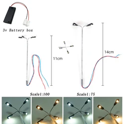 3V 1:75 1:100 Railway Train Micro Led Lamp 4-Head Lighting Diorama-light with Battery Box Set DIY Modeling Kits for Diorama 1Set