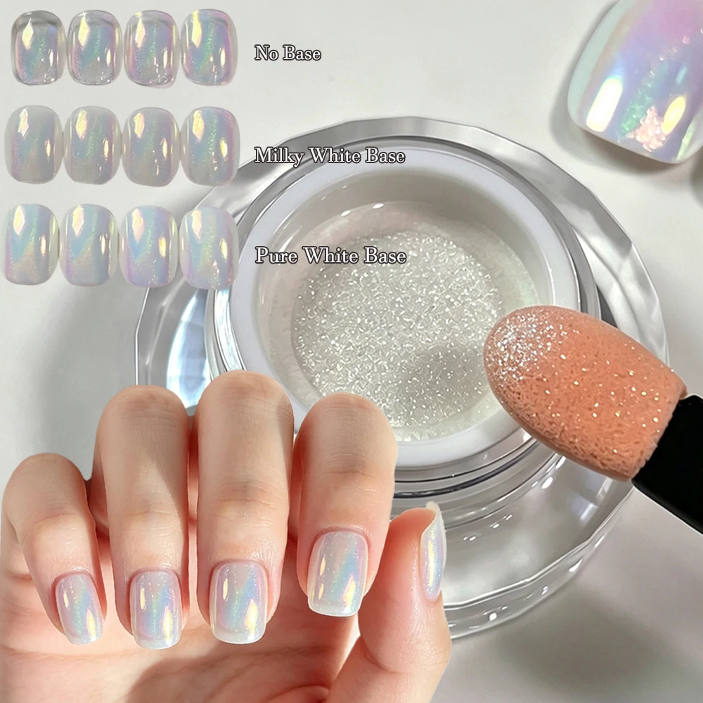 1Jar Mermaid Chrome Nail Powder Unicorn Nail Art Glitter Shimmer Aurora Mirror Effect Air Cushion Pigment Nails Rubbing Powder