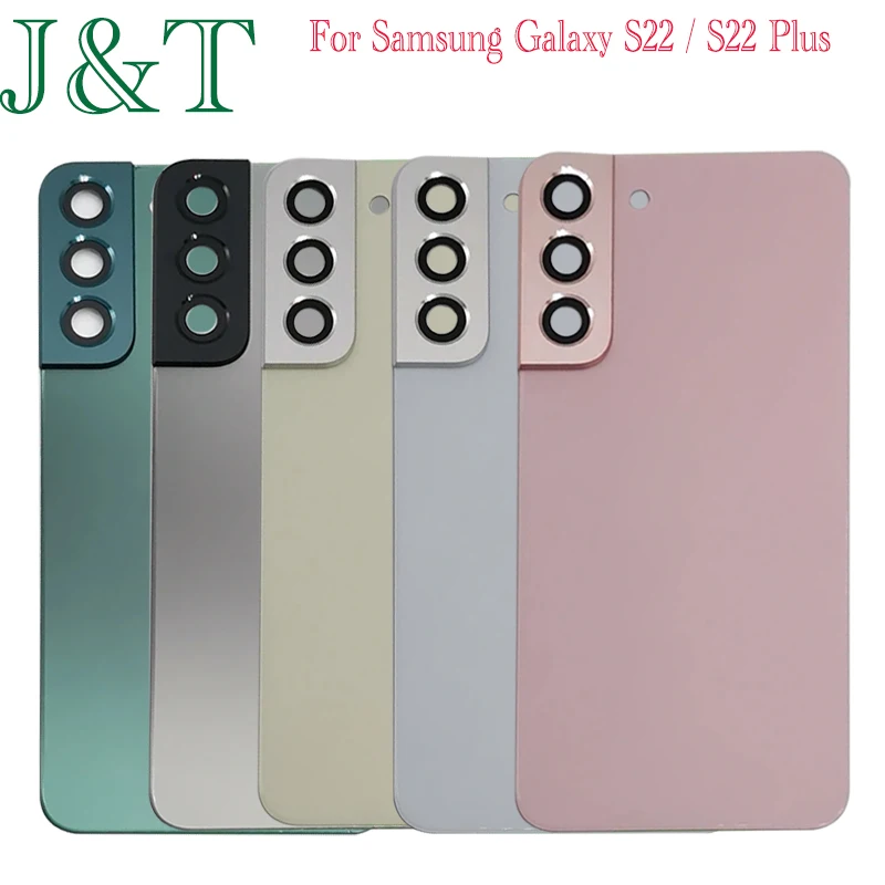 Back Battery Rear Glass Cover For Samsung Galaxy S22 Plus 5G S906 S906B/DS S22+ Battery Case Housing Adhesive With Camera Lens