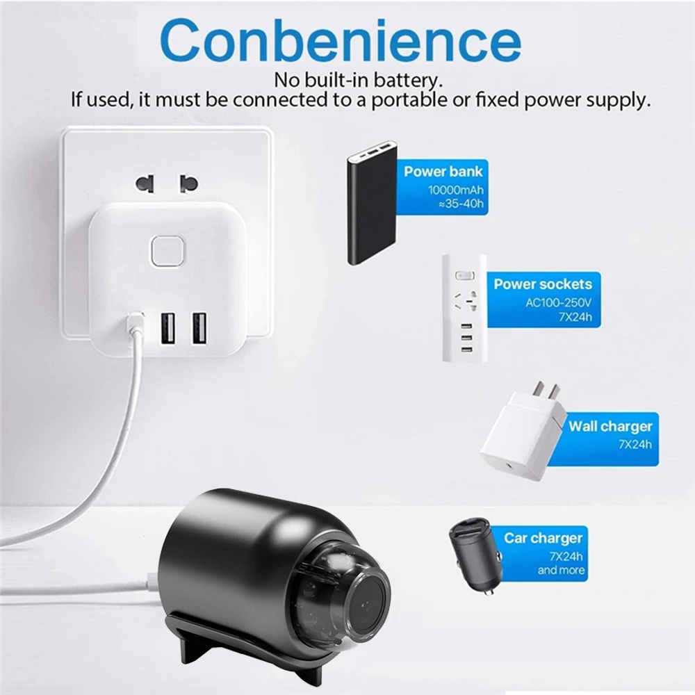 X5 Mini WiFi Camera 720P HD Included Sound Detector for Home Office APP Remote Viewing Take Screenshots Record Videos