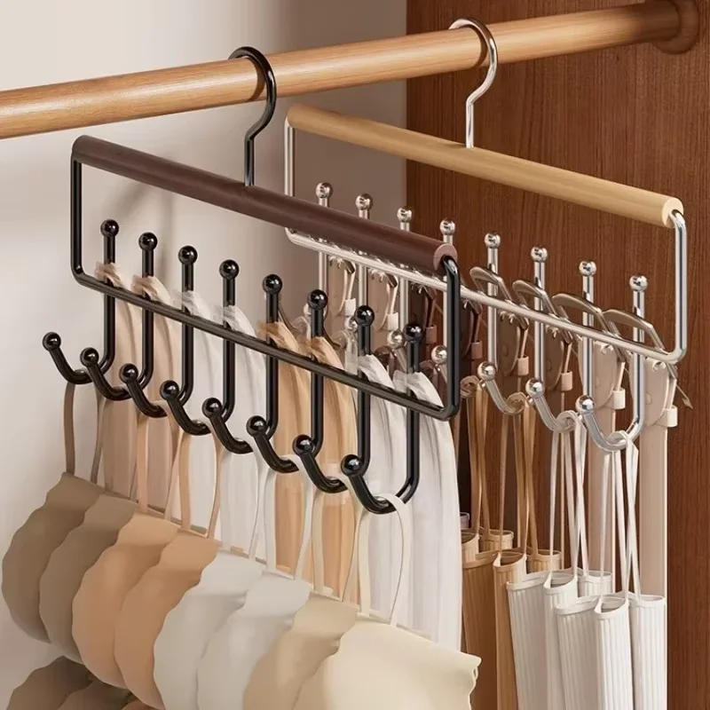 1pc Versatile Wooden Hat Organizer Rack with Hooks Caps Belts Ties Storage Space-Saving Home Retail Display Clothes Storage
