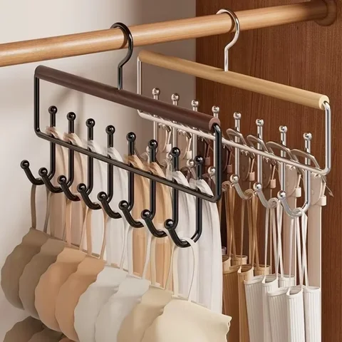 1pc Versatile Wooden Hat Organizer Rack with Hooks Caps Belts Ties Storage Space-Saving Home Retail Display Clothes Storage