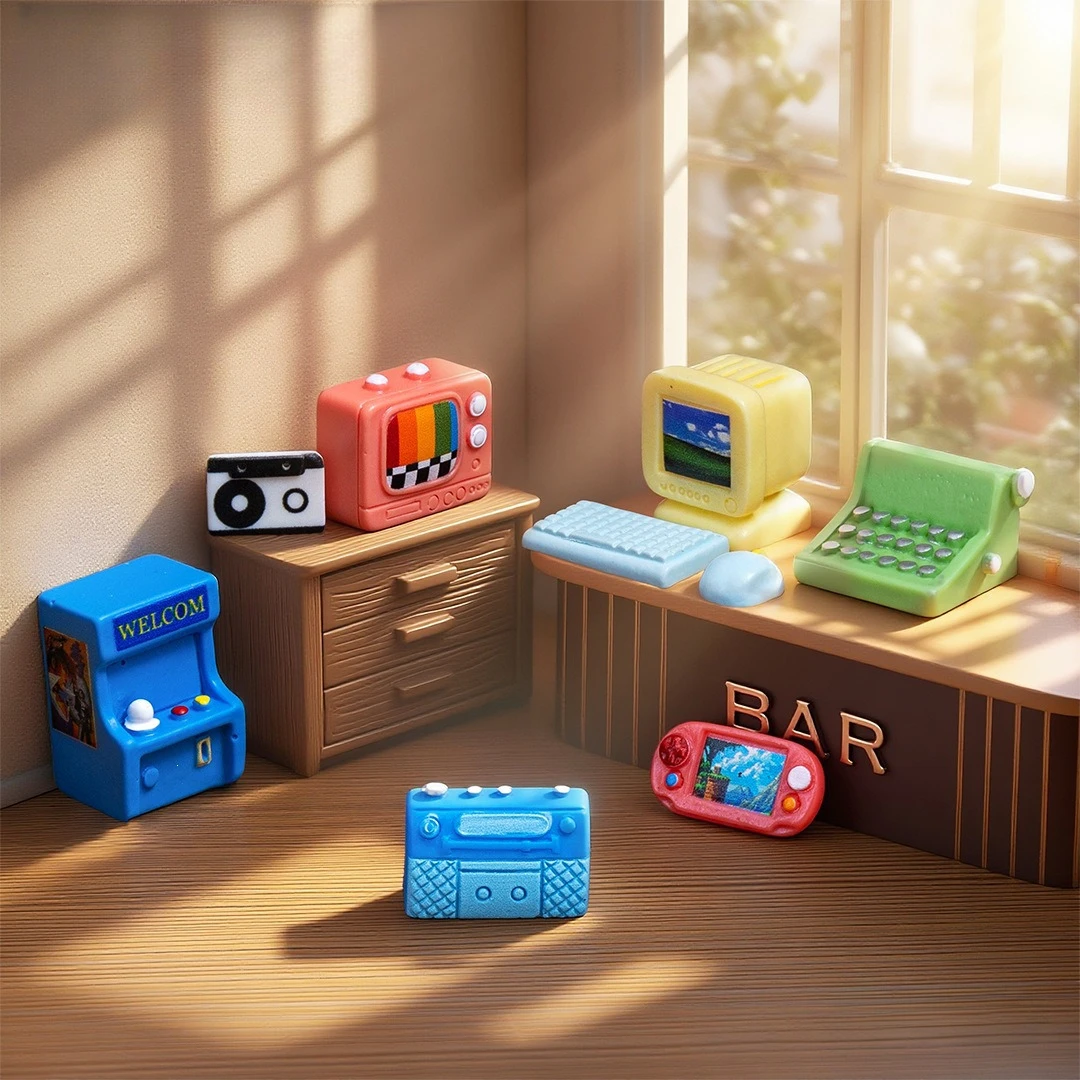 100pcs Wholesale Retro Nostalgic Computer Game Console Electrical Appliances 3D Resin Charms DIY for Keychain Earrings Dollhouse