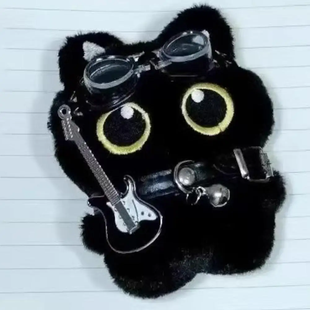 Cute Black Cat Plush Keychain Cartoon Kitten Soft Stuffed Doll Pendant Car Key Backpack Bag Decor Doll Keychain Cat Keychain