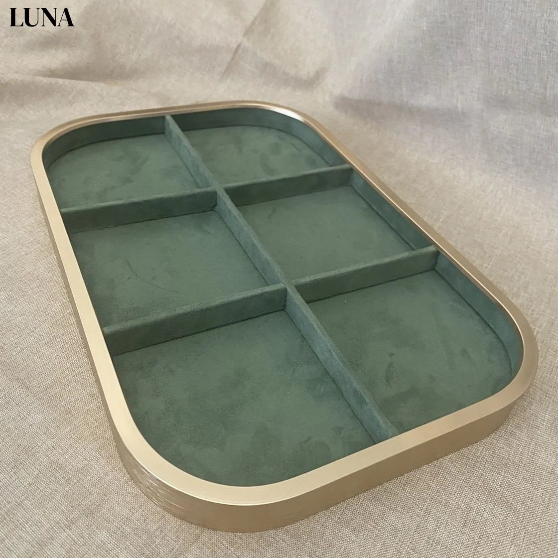 

1Pc Jewelry Display Tray Pendant Necklace Holder Rack Luxury Metal Velvet Earrings Ring Storage For Live Counter Jewelry Shows