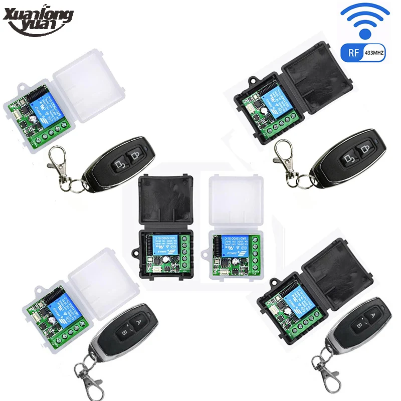 Modul Penerima Relay 1CH 10A DC 12V dan Pengontrol Kunci Elektronik RF Transmitter dengan Remote Kontrol Nirkabel Universal 433 Mhz