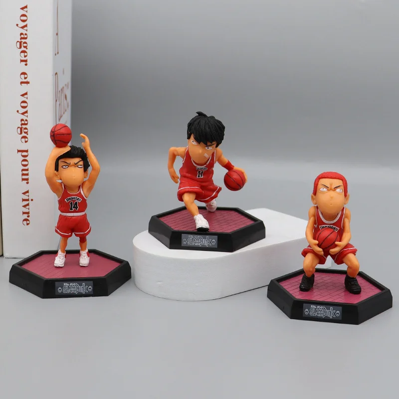 5Pcs Slam Dunk Anime Sakuragi Hanamichi Rukawa Kaede Mitsui Hisashi Action Figure Q Version Model Toys PVC Collection Doll Gifts