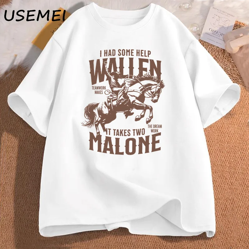 I Had Some Help Tshirt Posty Wallen Country T-shirt Cotton Short Sleeve Country Music Western Graphic T Shirts Womens Clothes