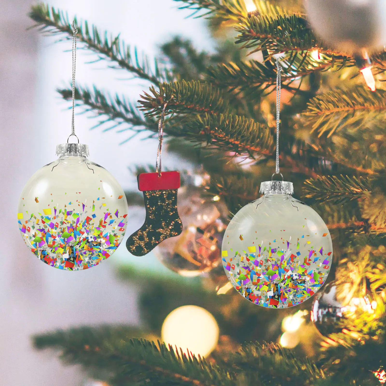 

6pcs Christmas Flat Ball Decorations Clear Fillable Balls For Diy Hanging Ornaments Xmas Tree Party Wedding Candy Boxes