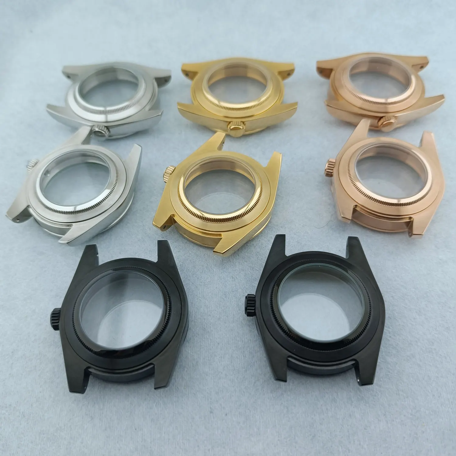 40 مللي متر NH35 ساعة حافظة الياقوت الفولاذ المقاوم للصدأ مشطوف حواف 100 متر مقاوم للماء يناسب NH34 NH35 NH36 حركة