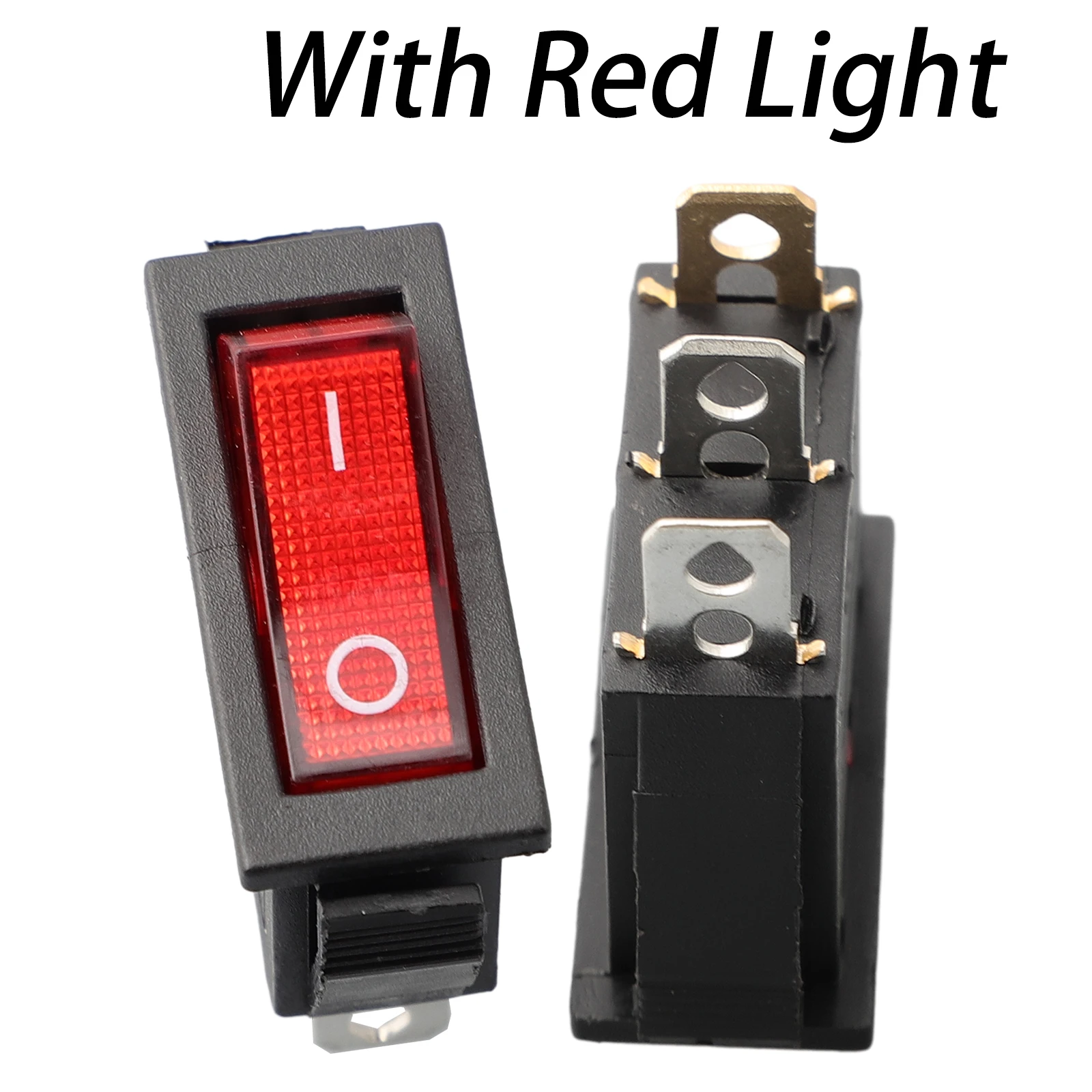 Rocker Switch with Indicator Light, Red Green Blue Yellow KCD3, Suitable for Control Equipment Panels and Branch Circuits