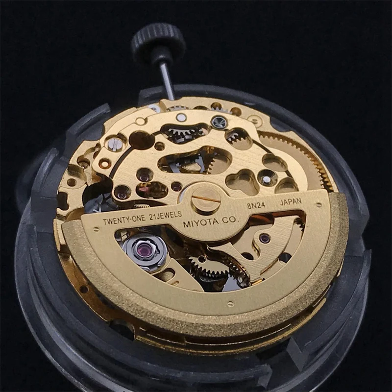 8N24 Mechanical Movement Miyota 21 Jewels Skeleton Automatic Movement