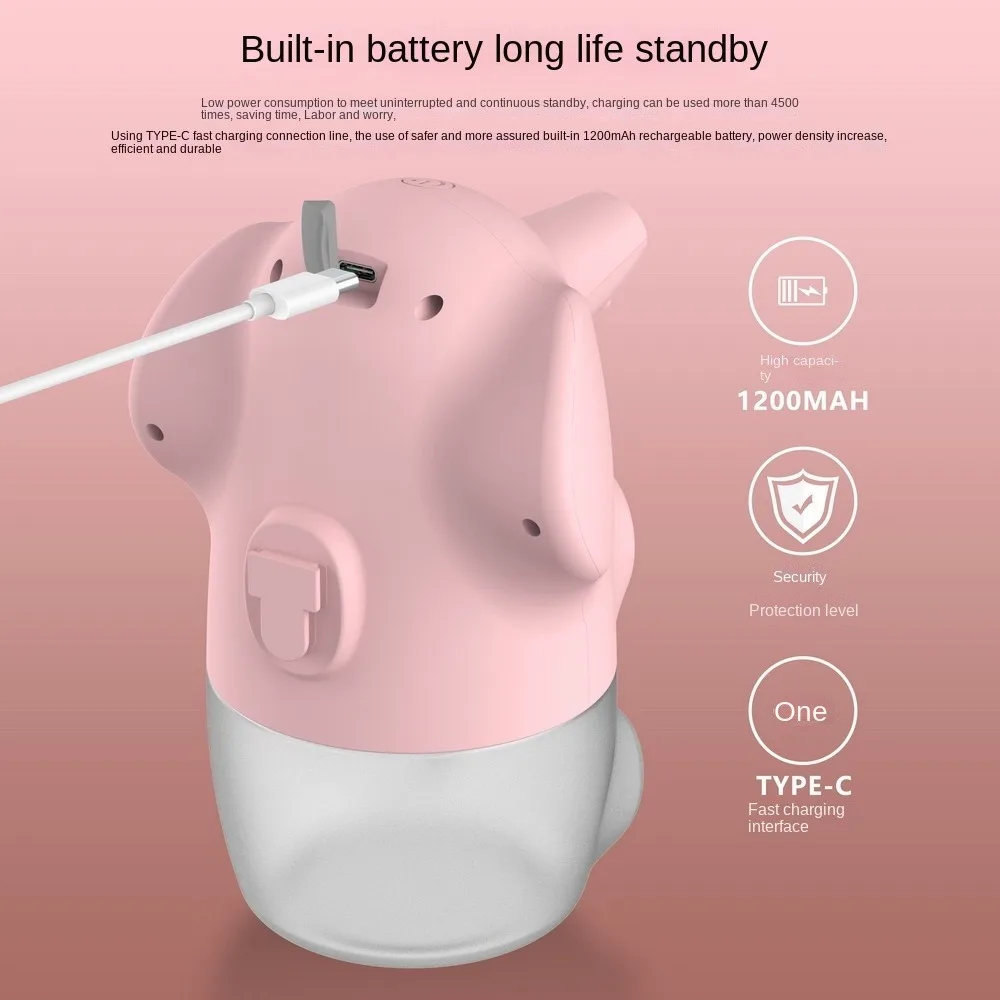 Elephant Shape Automatic Soap Dispenser 250ML Smart Touchless Hand Wash Dispenser Quick Foaming USB Rechargeable