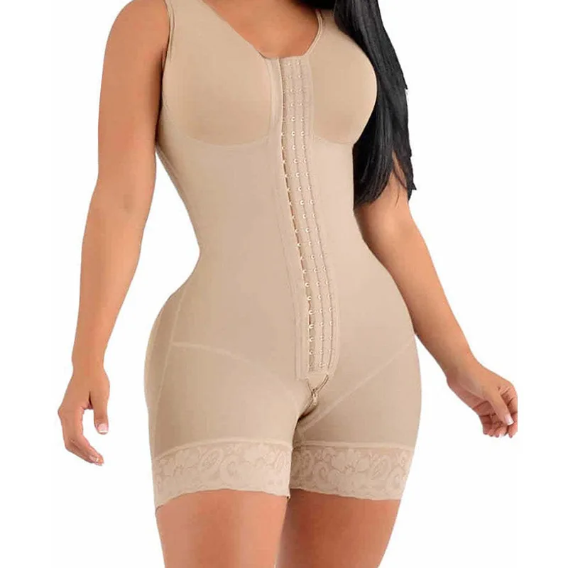 Fajas Shapewear High Compression Bodysuit Girdles with Brooches Bust for Daily and Post-Surgical Use Slimming Sheath Belly Women