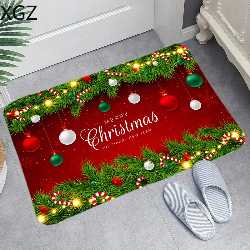 Christmas Collection Printed Pattern Door Mat Door Entrance Kitchen Living Room Bedroom Carpet Non-Slip Holiday Decoration