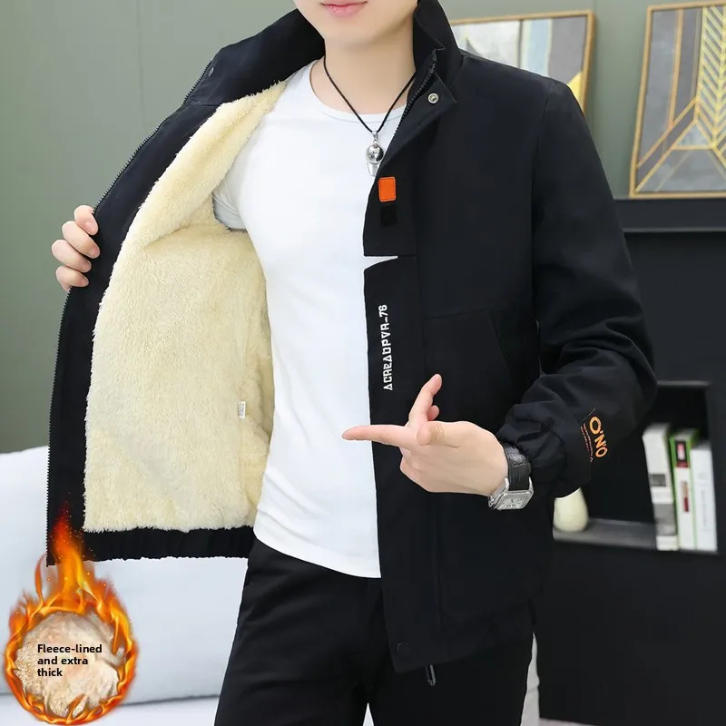 

Мужская утепленная флисовая куртка с воротником-стойкой, осенне-зимняя, повседневная, теплая, модная, из полиэстера, в городском стиле, на молнии