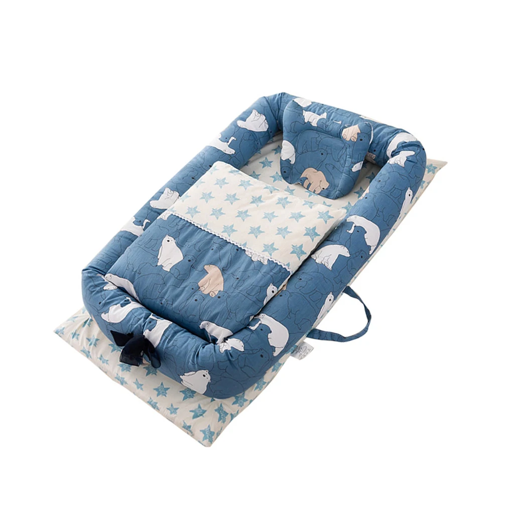 

6Pcs Portable Baby Bed Cushion Set Travel Crib Newborn Nest Sleeping Support Head Pillow, Type 4