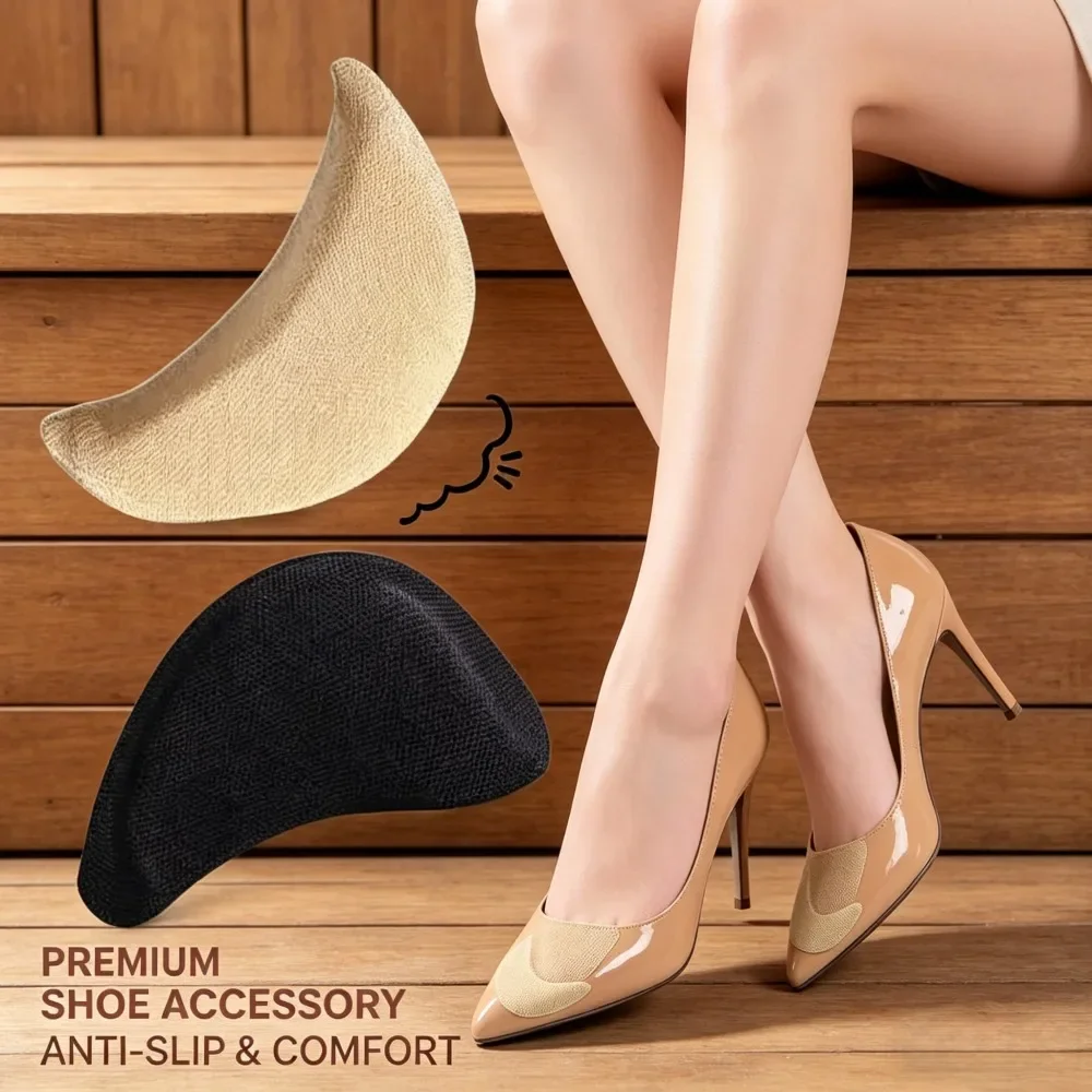 

1 Pairs Toe Cushion Inserts, Reusable Shoe Fillers for Loose Shoes, Half Size Adjustment Pads for High Heels Dress Boots Black