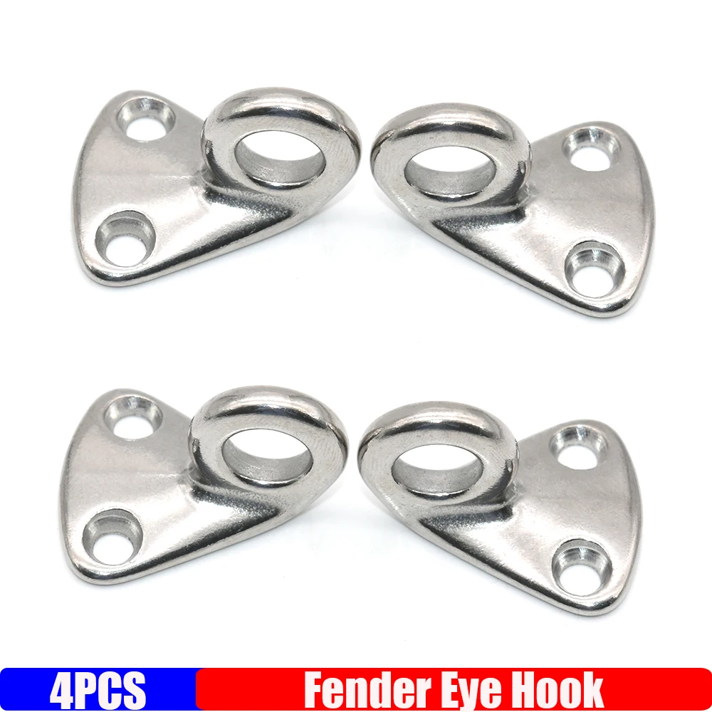 

4X Marine Pad Eye Fenders Hook 316 Stainless Steel Fending Hanger Eye Plate Hanging Hook for Ship Boat Yacht Parts Trailers